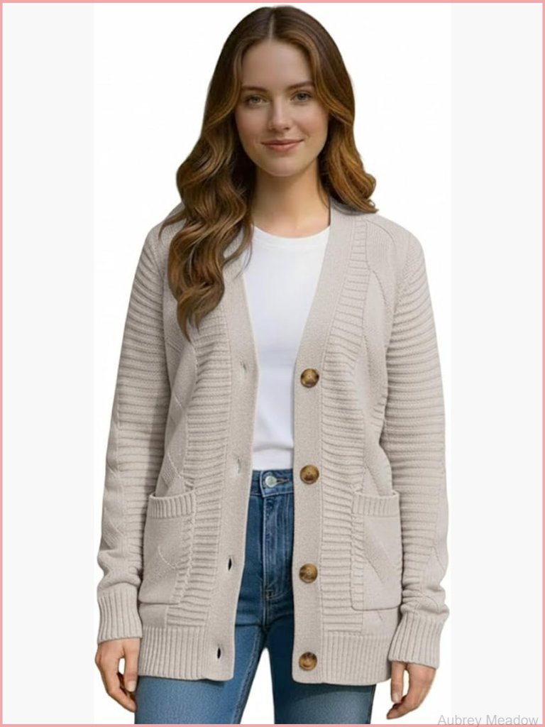 Casual Slim Fit Cardigan Long Sleeve Button Down Mid Length